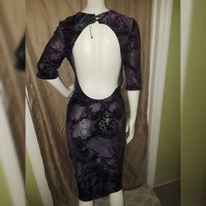 Velvet printed open back dress